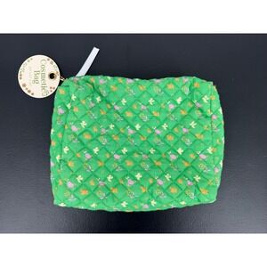 NWT Green With Floral Print Cosmetic Bag